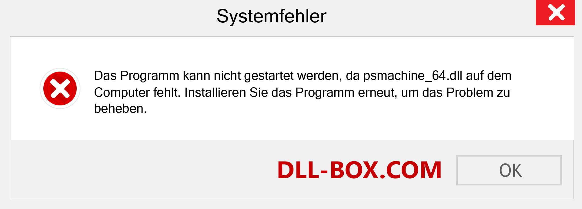 psmachine_64.dll-Datei fehlt?. Download für Windows 7, 8, 10 - Fix psmachine_64 dll Missing Error unter Windows, Fotos, Bildern